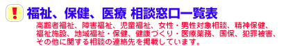 福祉、保健、医療 相談窓口一覧表